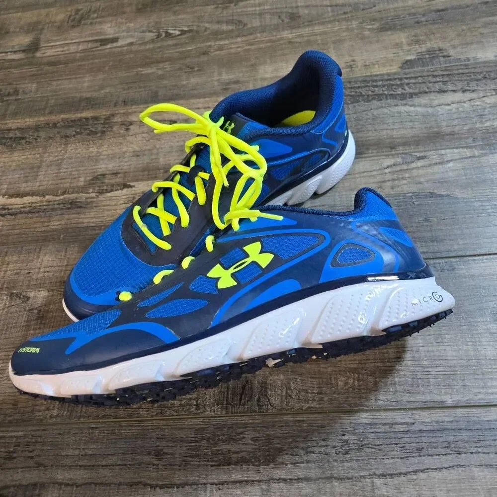 Under Armour men's blue Storm sneakers with neon laces size 12 running